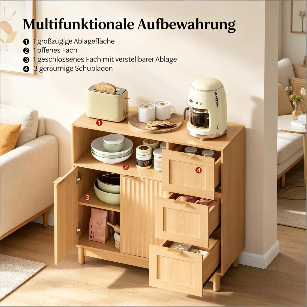 SIDEBOARD con ripiani regolabili 90x35x80 cm Effetto legno