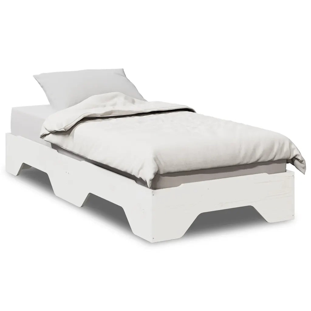 Giroletto senza Materasso Impilabile-Struttura Letto Bianco 90x190 cm Legno