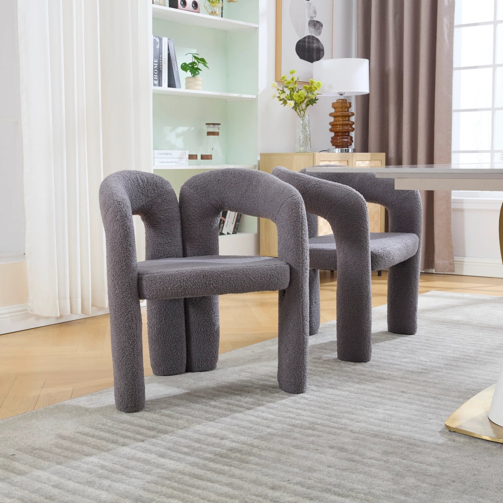 Poltrona Ergonomica in Tessuto Teddy ¨C MINIMAL ¨C Grigio, Design Moderno per Soggiorno