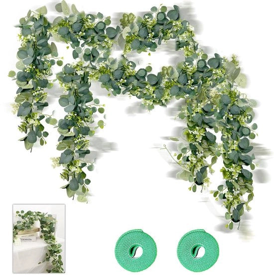 Ghirlanda di Eucalipto - 2 pezzi - Decorazione verde - 1,8 metri - Per matrimoni e feste