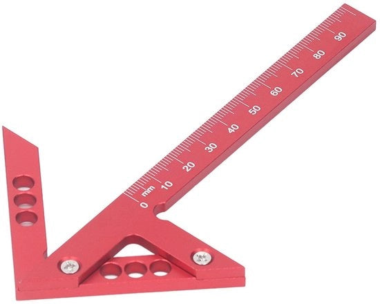 Strumento di Marcatura in Lega di Alluminio - Linea Centrale - Angoli 45°/90° - Portata 100 mm - Leggero e Resistente - Scala Precisa - Utensile per Lavorazione del Legno
