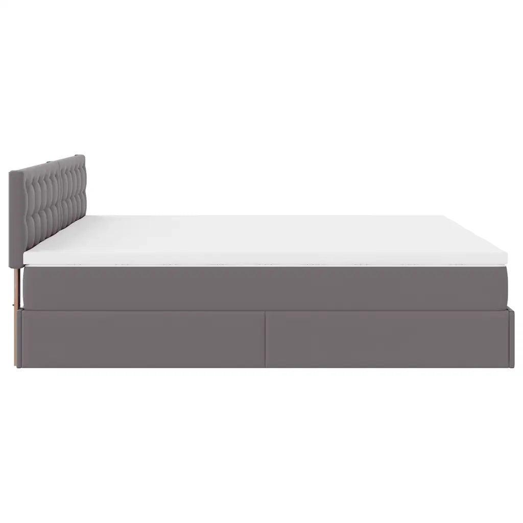 Struttura Letto Pouf con Materassi Grigio 160x200 cm Similpelle 3311954