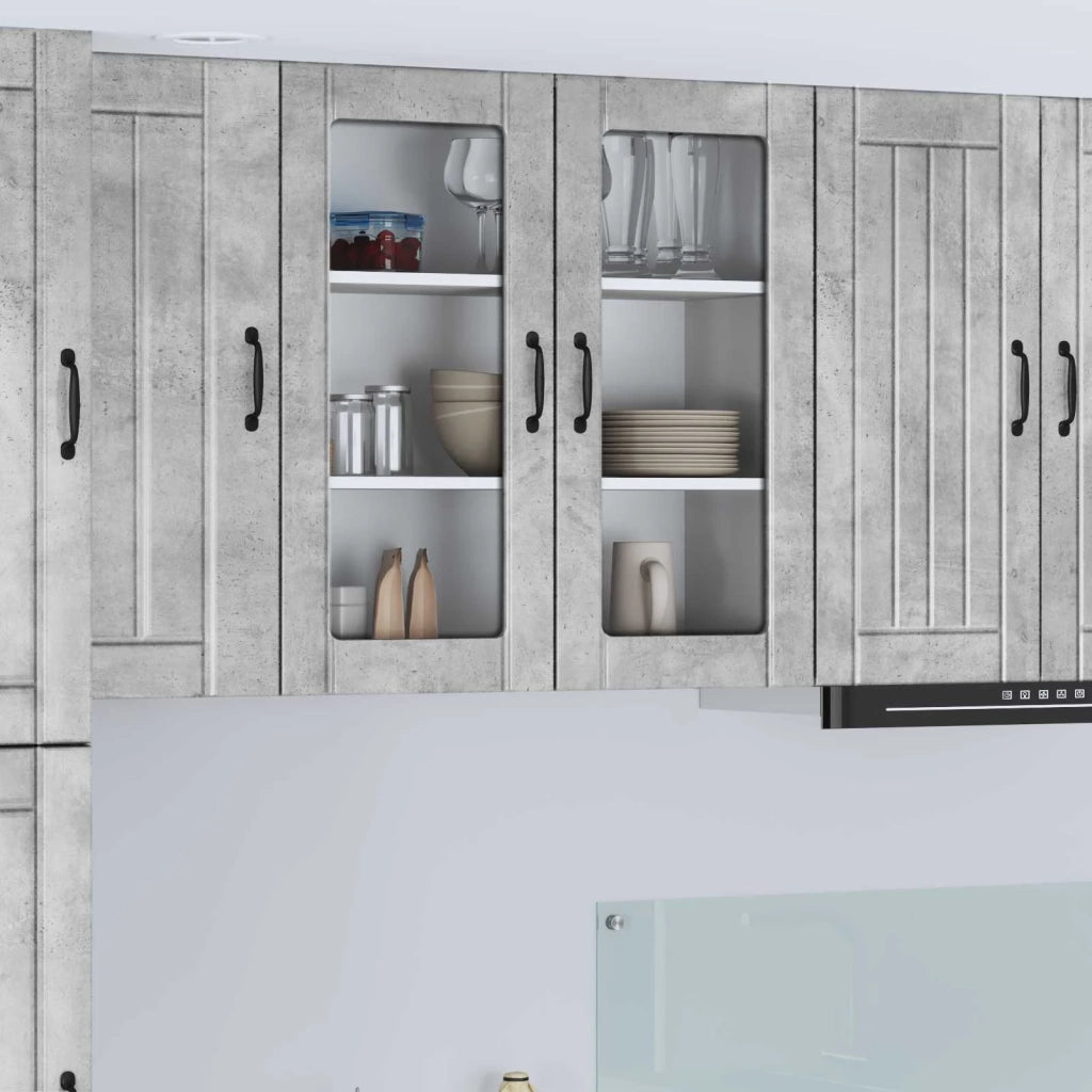 Pensile da cucina | Mobile in vetro da parete LUCCA Grigio Cemento 80 x 31 x 80 cm