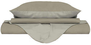 Copripiumino con Sacco e Federe Doubleface Tortora/Panna Singolo