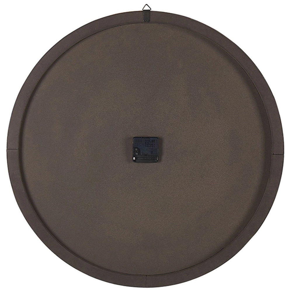 Orologio da Parete Legno Chiaro Tondo ø 60 cm Quadrante Fatto a Mano Lancette Nere Numeri Rustico Minimalista