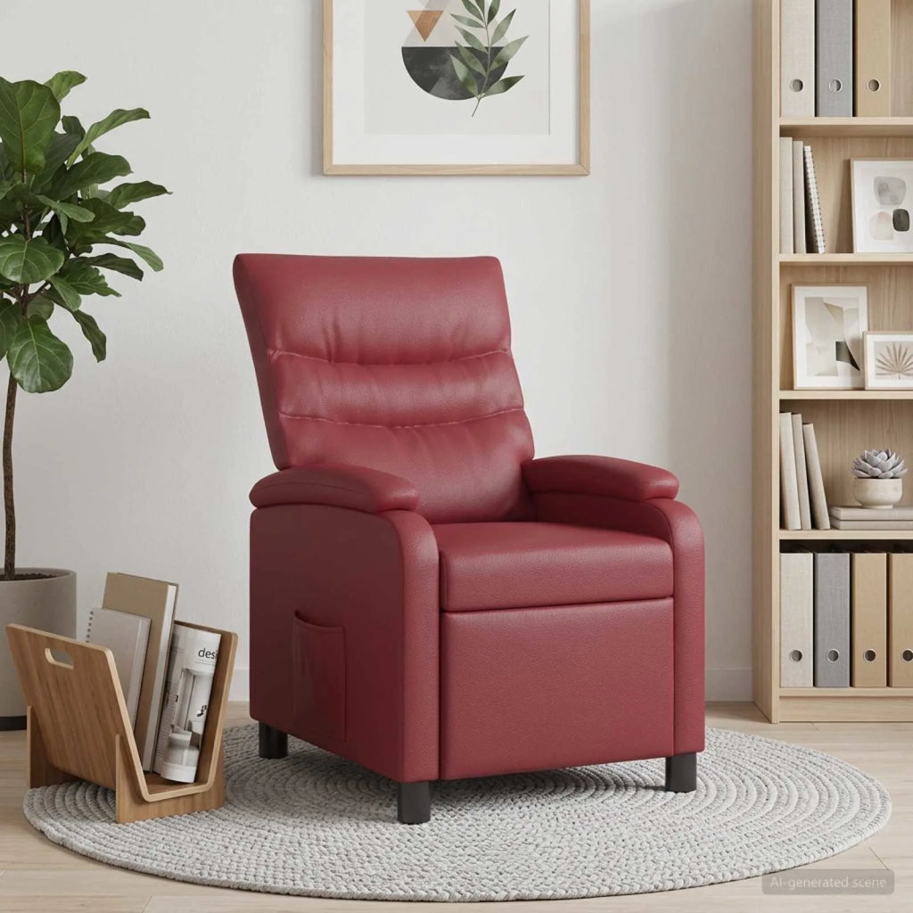Divano Sedia-Poltrona reclinabile Rosso Vino Similpelle 600755