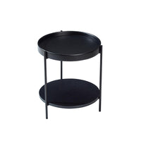 Tavolino moderno a due livelli - Xylo - 44x44x48 cm - Legno e ferro