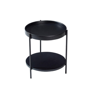 Tavolino moderno a due livelli - Xylo - 44x44x48 cm - Legno e ferro