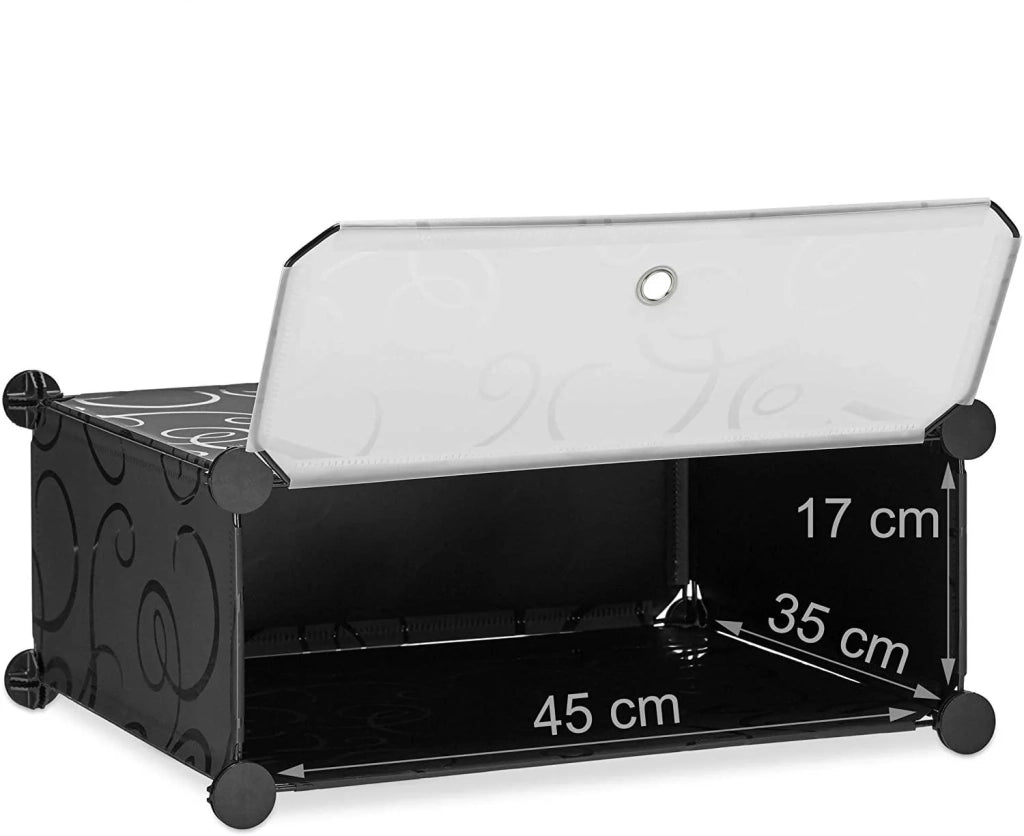 Scarpiera/scaffale/contenitore per scarpe modulare in plastica per 12 paia di scarpe nero 13_0001661_3