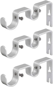 Gordijnsteun per set da 3, compatibile con stanghe da 1" e 5/8", finitura argento, ideale per tende pesanti e decorazioni