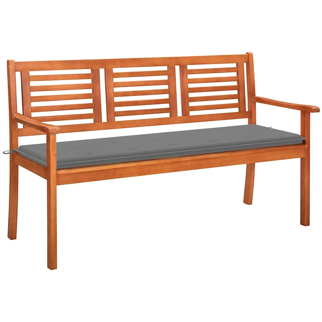 Panchina da Giardino 3 Posti e Cuscino 150cm Massello Eucalipto cod mxl 69419