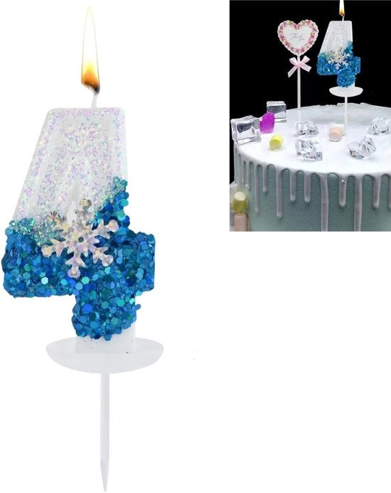 Candele per decorazione di torta a forma di fiocco di neve per compleanni