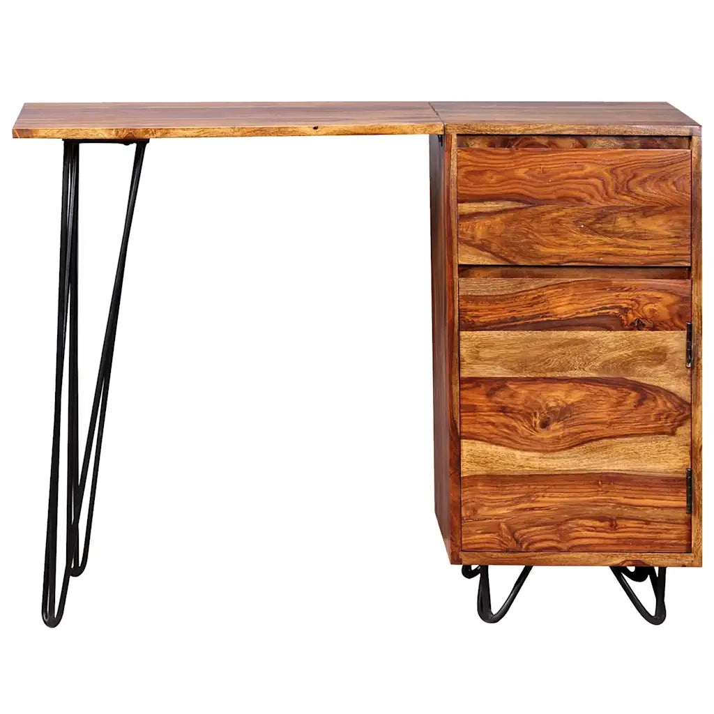 Scrivania con 1 Cassetto 1 Armadietto Legno Massello Acacia 244359