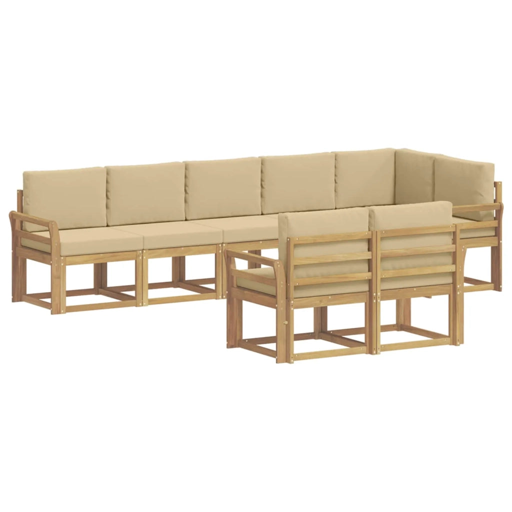 Set di divani da esterno 8 pcs Bianco e Beige Poliestere