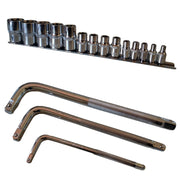 Trade Shop - Set Kit 14 Chiavi A Bussola Torx Millerighe 1/2"1/4"3/8" Da 4 A 24 Mm 3 Chiavi L -