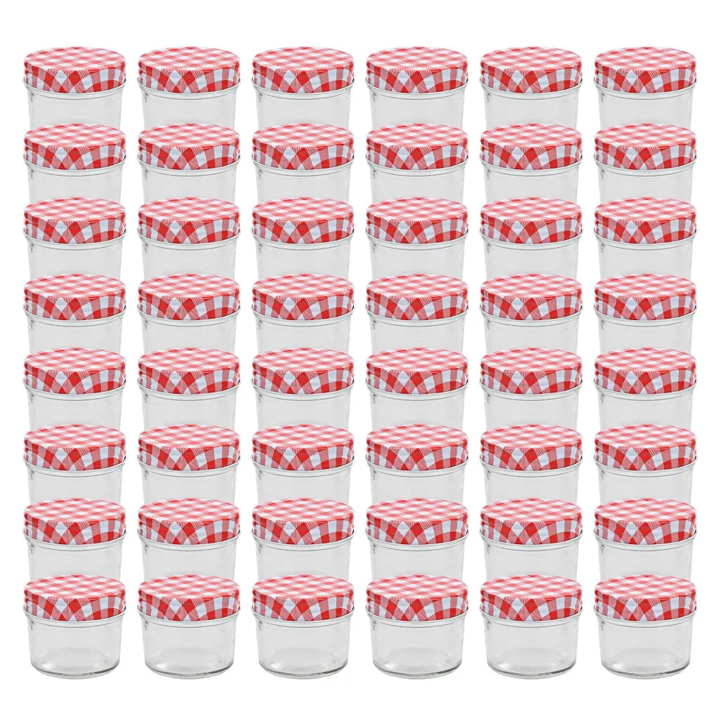 Vasi Marmellata in Vetro Coperchio Bianco e Rosso 48 pz 110 mlcod mxl 129253