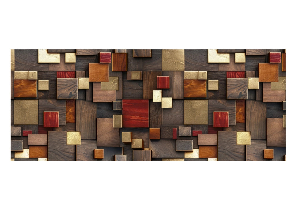 Tappeto Passatoia Cucina Antiscivolo Con Stampa Digitale Dis.Quadri 3D Rosso - 50x400 - Quadri Rosso