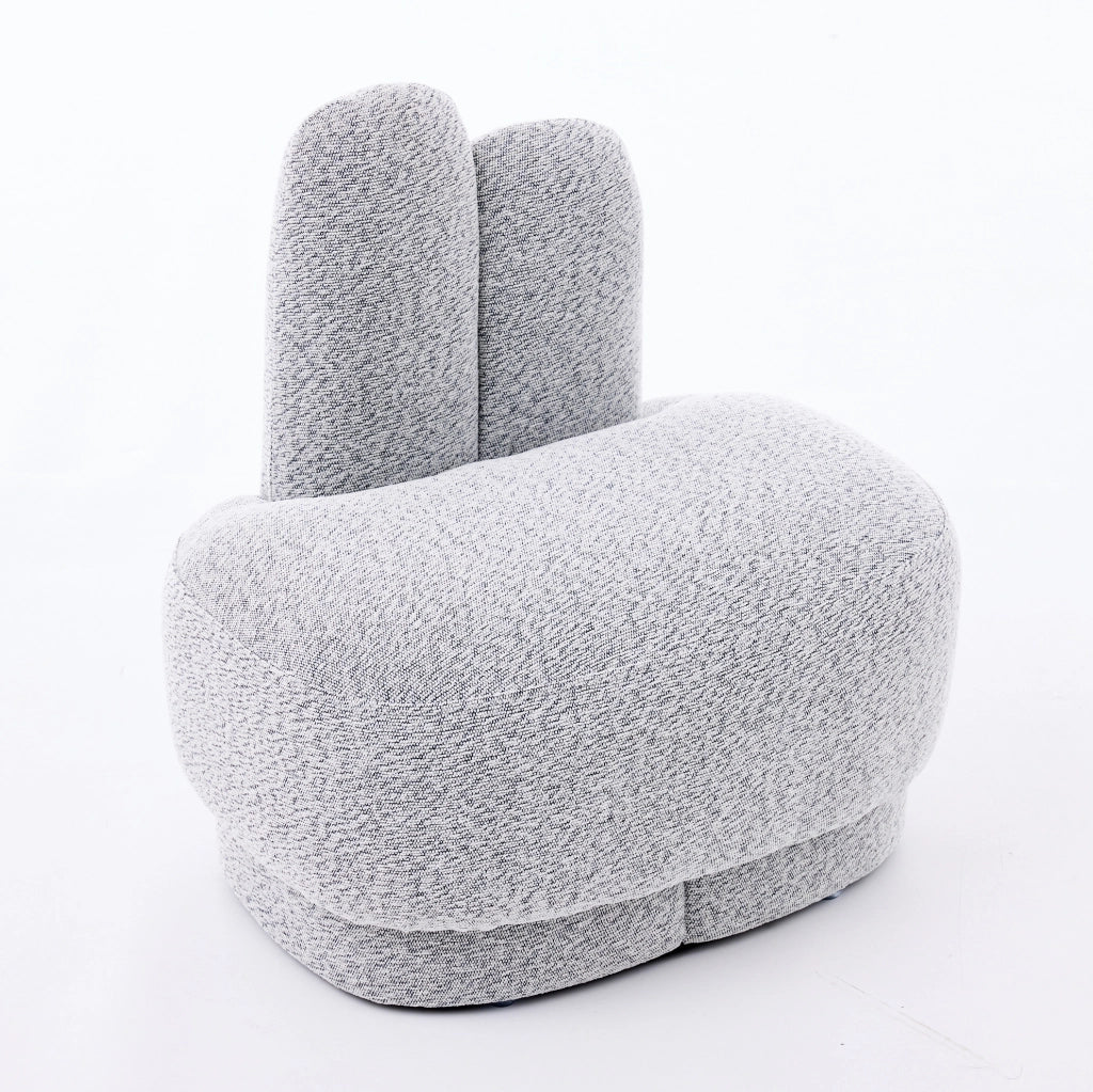 Pouf poggiapiedi a forma di coniglio in tessuto morbido; antique grey white
