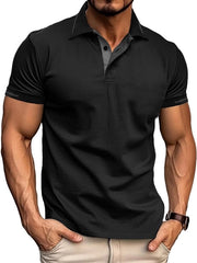 Maglietta Casual Uomo - Fit Regolare - Tessuto Transpirante - Cotone/Poliester - Cerniera a Bottone - Collo Polo