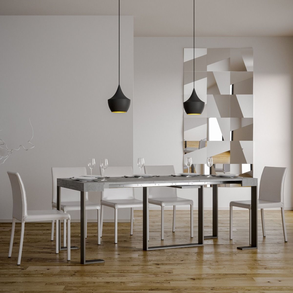 Consolle Allungabile 90-300x40x77 cm in Nobilitato Grigio