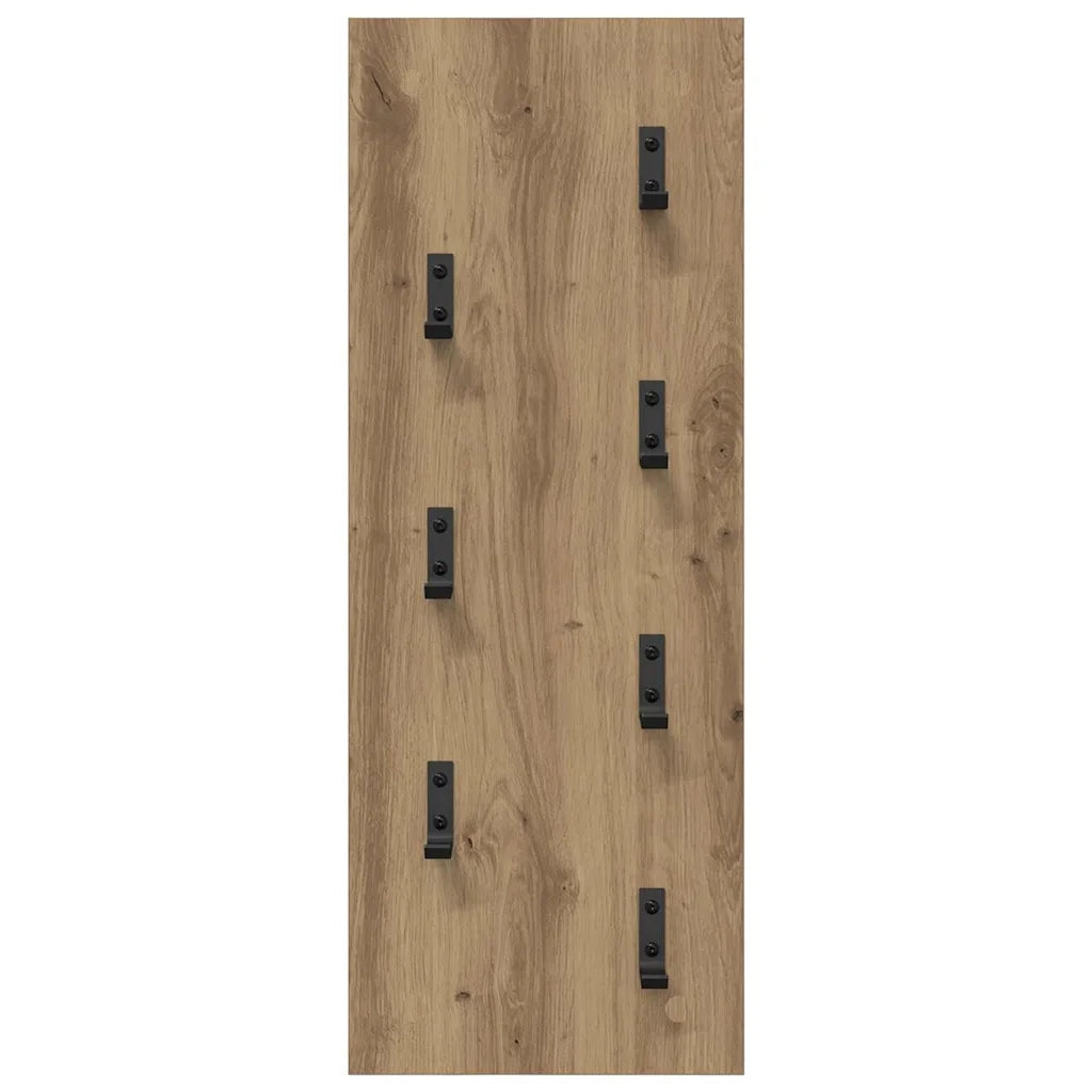 vidaXL Appendiabiti a muro rovere artigianale 30 x 1.5 x 80 cm