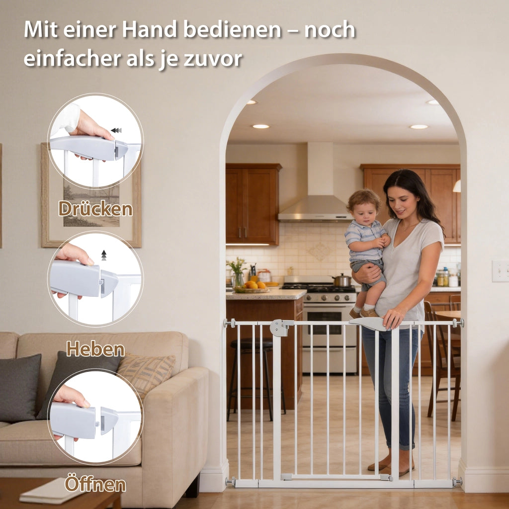 Cancelletto di Sicurezza per Bambini e Animali ¨C MINIMAL ¨C Metallo, Regolabile 75-115 cm, H 76 cm
