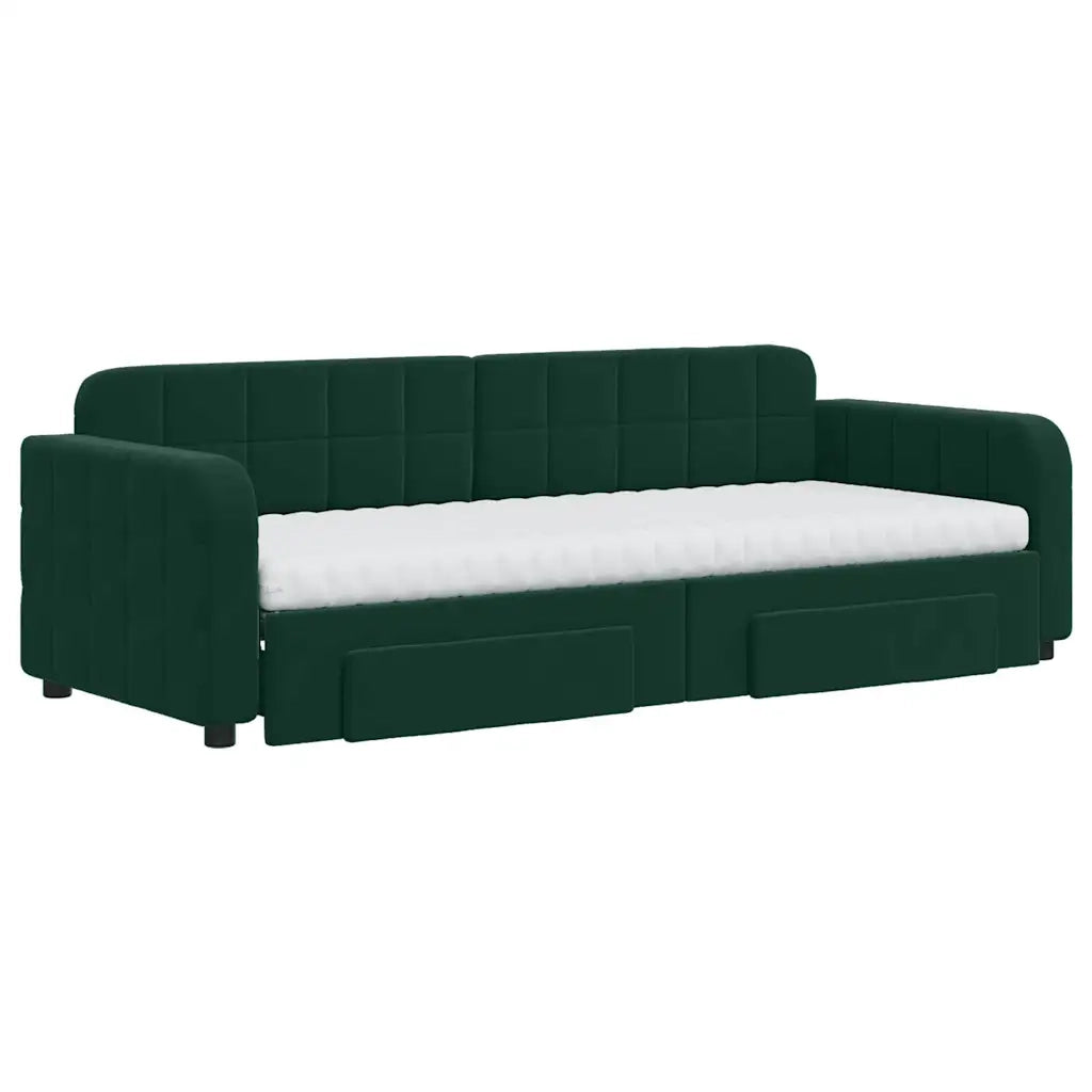 Divano Letto Estraibile Cassetti Verde Scuro 80x200cm Velluto 3196996