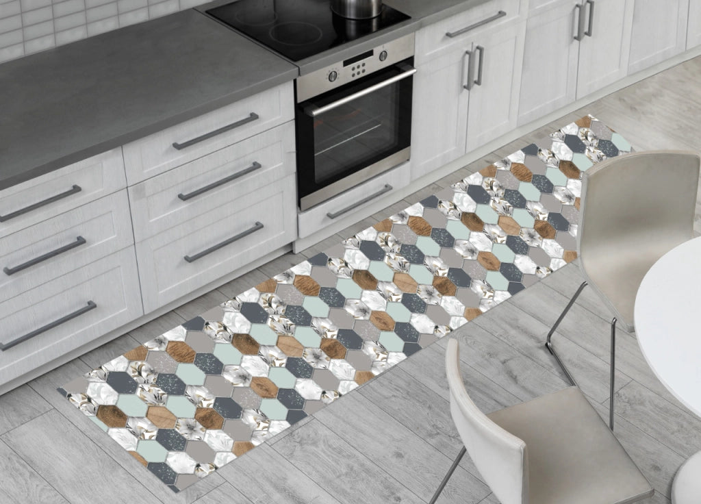 Tappeto Passatoia Cucina Antiscivolo Con Stampa Digitale Dis. Alveare 477 - 50x180 - Alveare