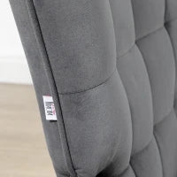 Poltrona D'Arredo Imbottita con Braccioli e Poggiapiedi Integrato in Tessuto Effetto Velluto Grigio Scuro