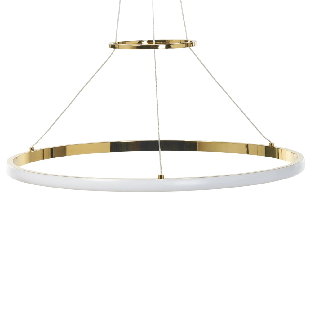 Moderna Lampada a Sospensione Illuminazione Integrata LED Anelli Lampada a Sospensione Rotonda in Metallo dorato