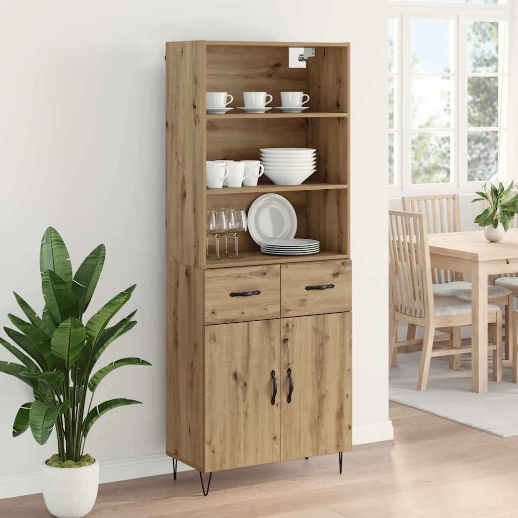 Credenza 2 pcs Rovere artigianale Legno multistrato