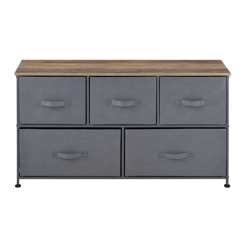Elegante cassettiera pratico mobiletto portaoggetti con 5 cassetti in tessuto non tessuto 55 x 100 x 29 cm 03_0006834