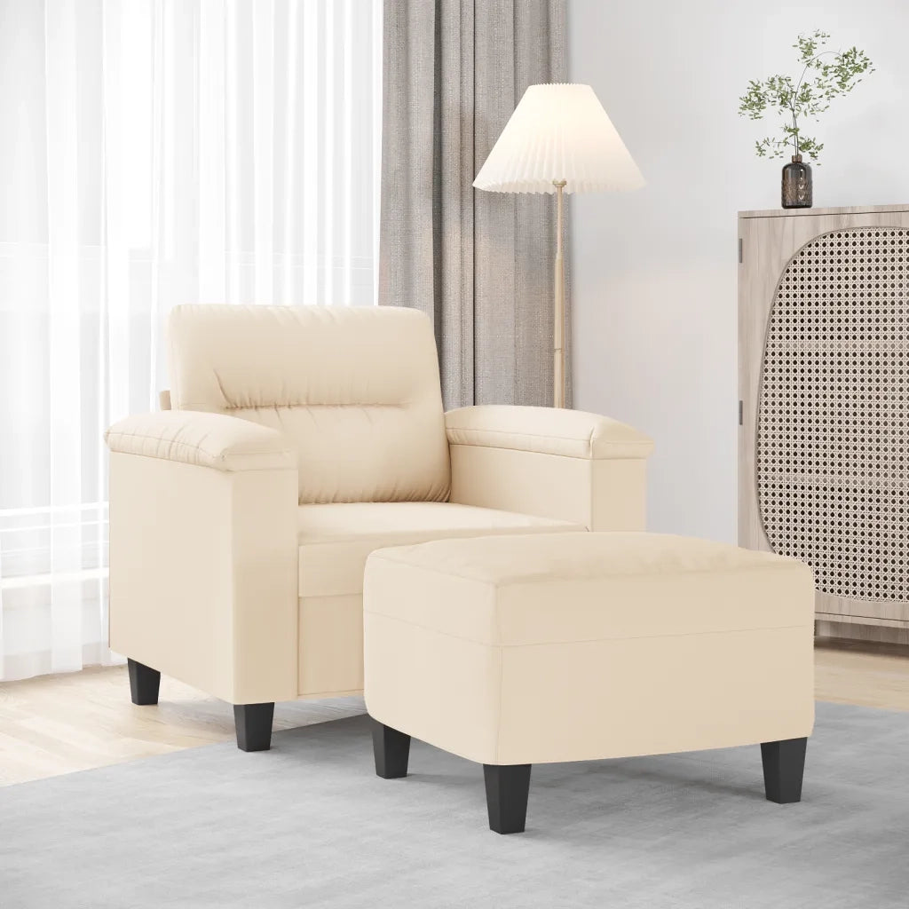 vidaXL Poltrona con Poggiapiedi Beige 60 cm in Tessuto Microfibra