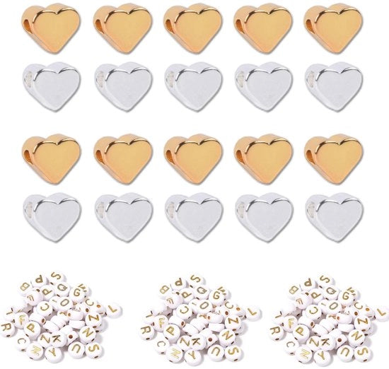Collana con Lettere in Oro - 520 pezzi - DIY Collana/Bracciale - Creare Orecchini - Gioielli Fatti a Mano - Materiale di Qualità - Lettere in Oro