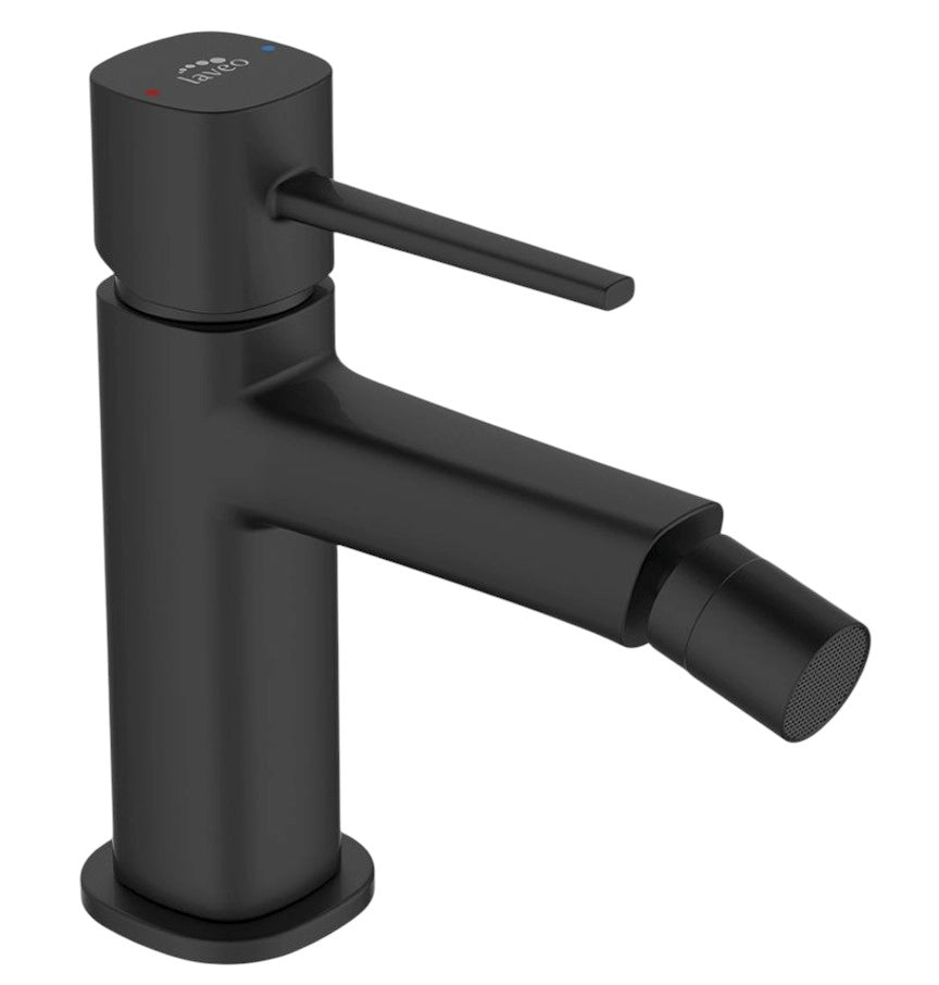 Miscelatore bidet da appoggio con piletta – design moderno, leve sottili e risparmio idrico nero opaco