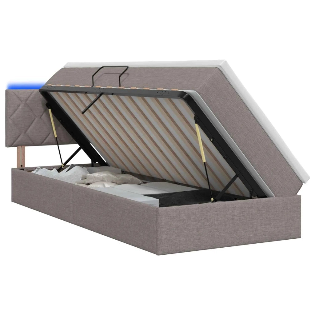 Letto con contenitore LED e materasso Tortora 100 x 200 cm 3459108