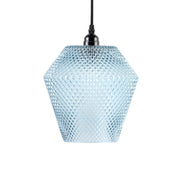 Lampada a sospensione Lina in vetro blu e nero