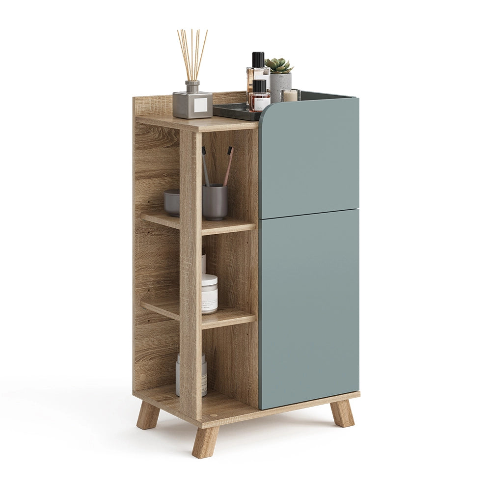 Vicco Mobiletto bagno Grigio-blu 50 x 90 cm con anta e cassetto