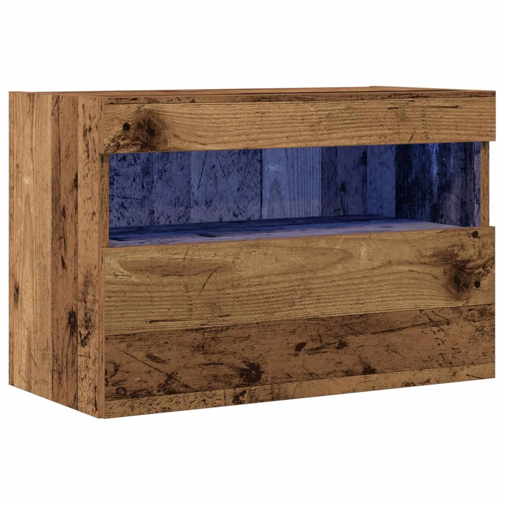 Mobile TV da parete con LED Legno vecchio 60 x 30 x 40 cm 862206