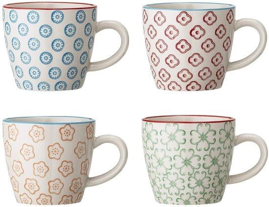 Set di bicchieri in ceramica - confezione da 4 - resistente al lavastoviglie - manufatti artigianali