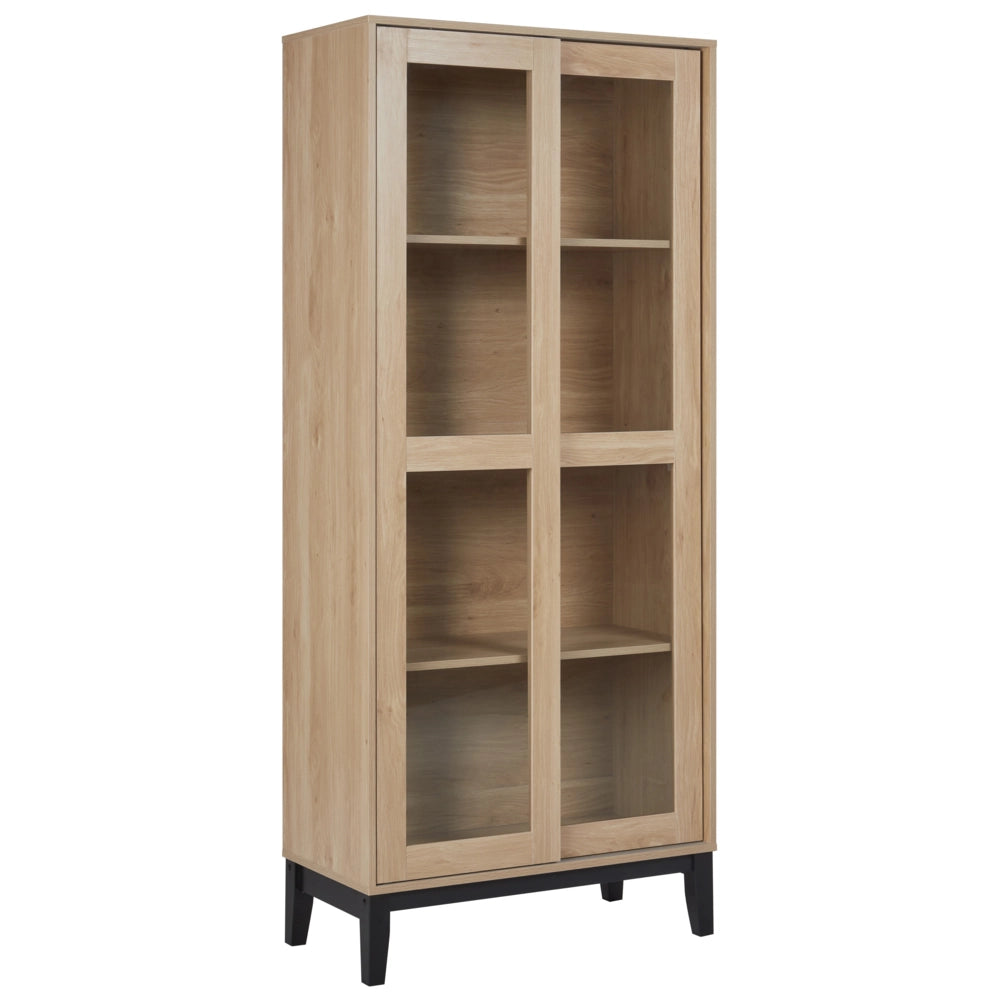 Mobiletto decorativo con vetrina in vetro marrone chiaro soggiorno stile elegante