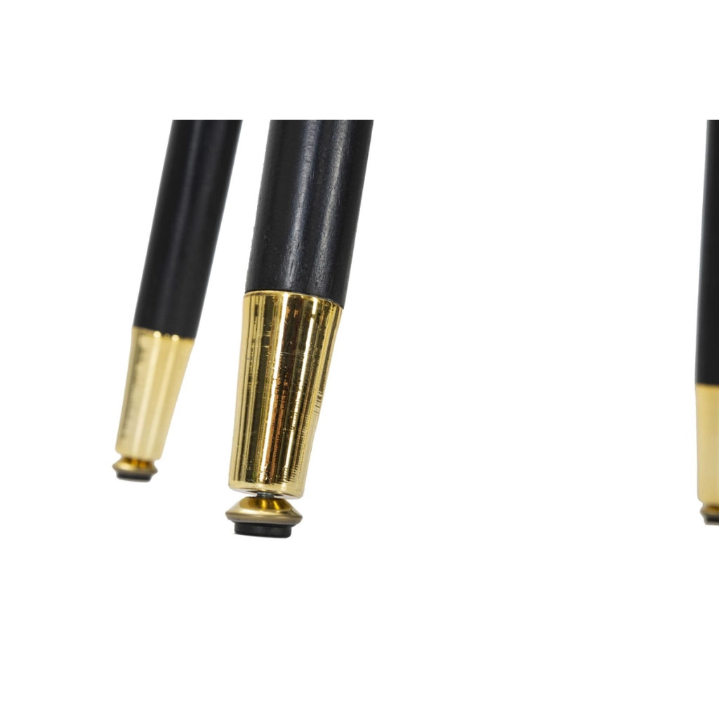Sgabello da bar Paris nero e gold in tessuto su gambe nere – H 74 cm