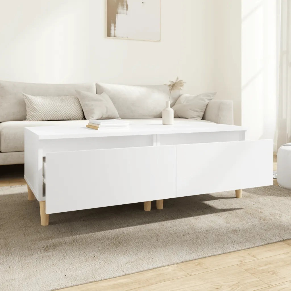 Tavolini Bianchi 2 pz | Tavolo laterale 50x46x35 cm in Legno Multistrato