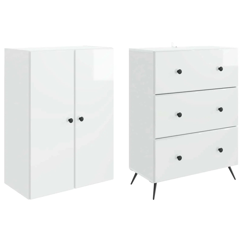 Set di armadi 2 pcs Bianco Lucido 66 x 34,5 x 90 cm