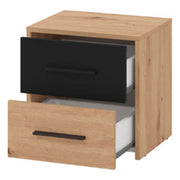Secli, Comodino 2 Cassetti, 42x33x42h cm Marrone Rovere Nodi