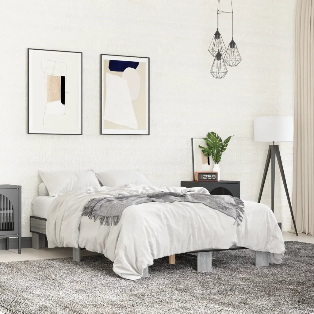 Giroletto-Struttura Letto Grigio Sonoma 120x200 cm in Legno Multistrato Metallo 689631