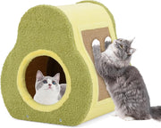 Cuccia per Gatti da Interno Forma di Avocado, Casetta per Gatti Morbida con Tessuto Delicato e Parete di Bambù, Nido per Gatti con Tavola di Juta all’Esterno, 35 x 33 x 40 cm