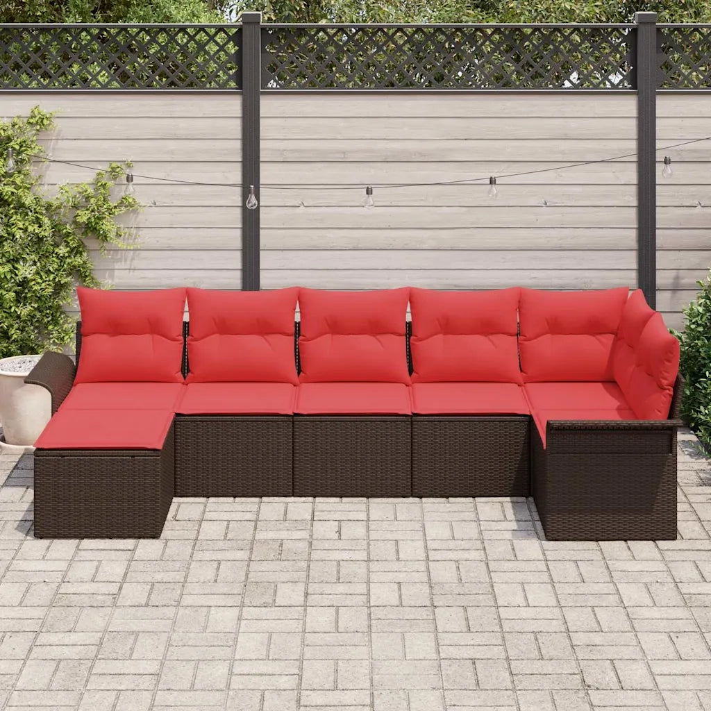 Set Divano da Giardino con archiviazione 7 pcs Beige polyrattan 3354123