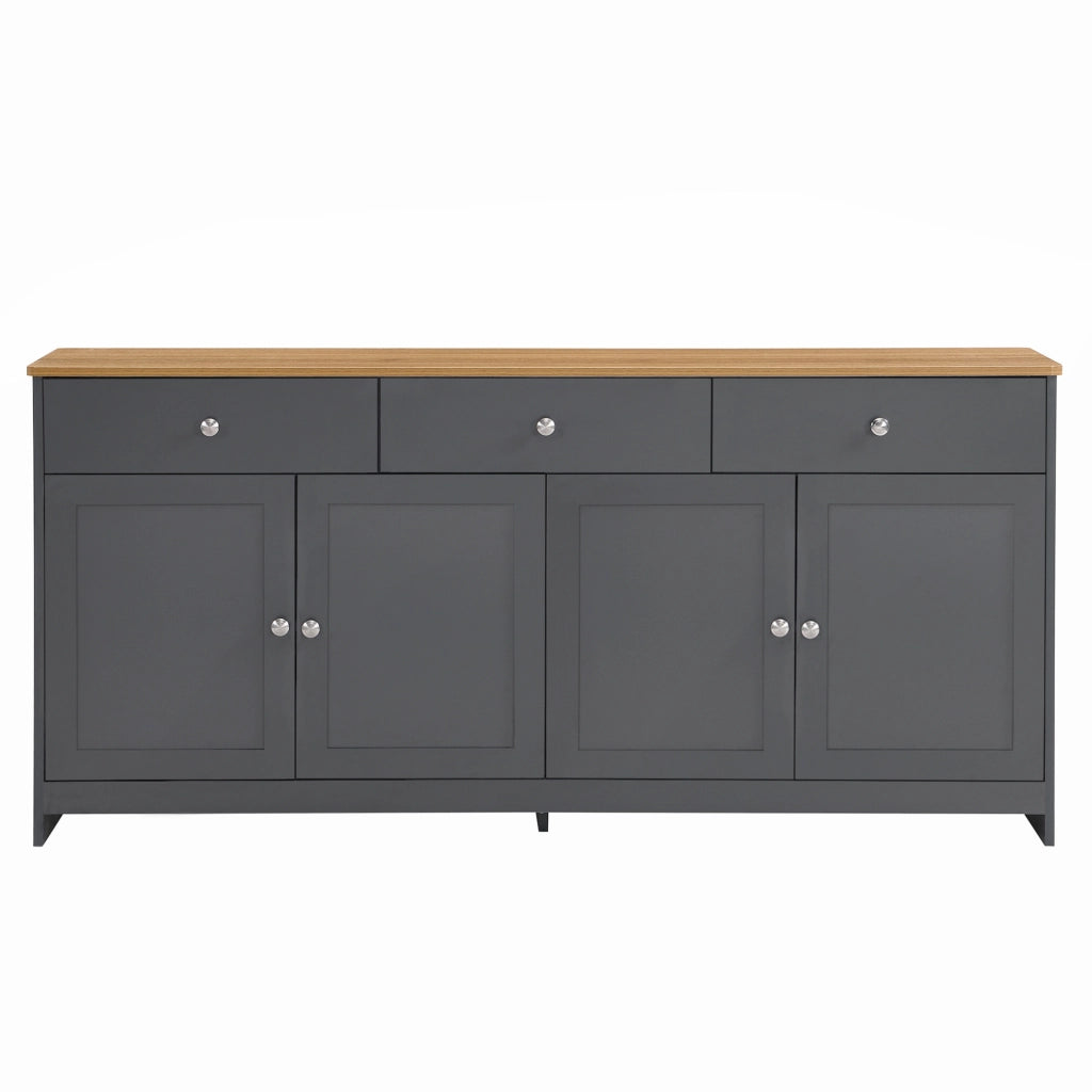 Credenza buffet rustica 160 cm con 4 ante e 3 cassetti