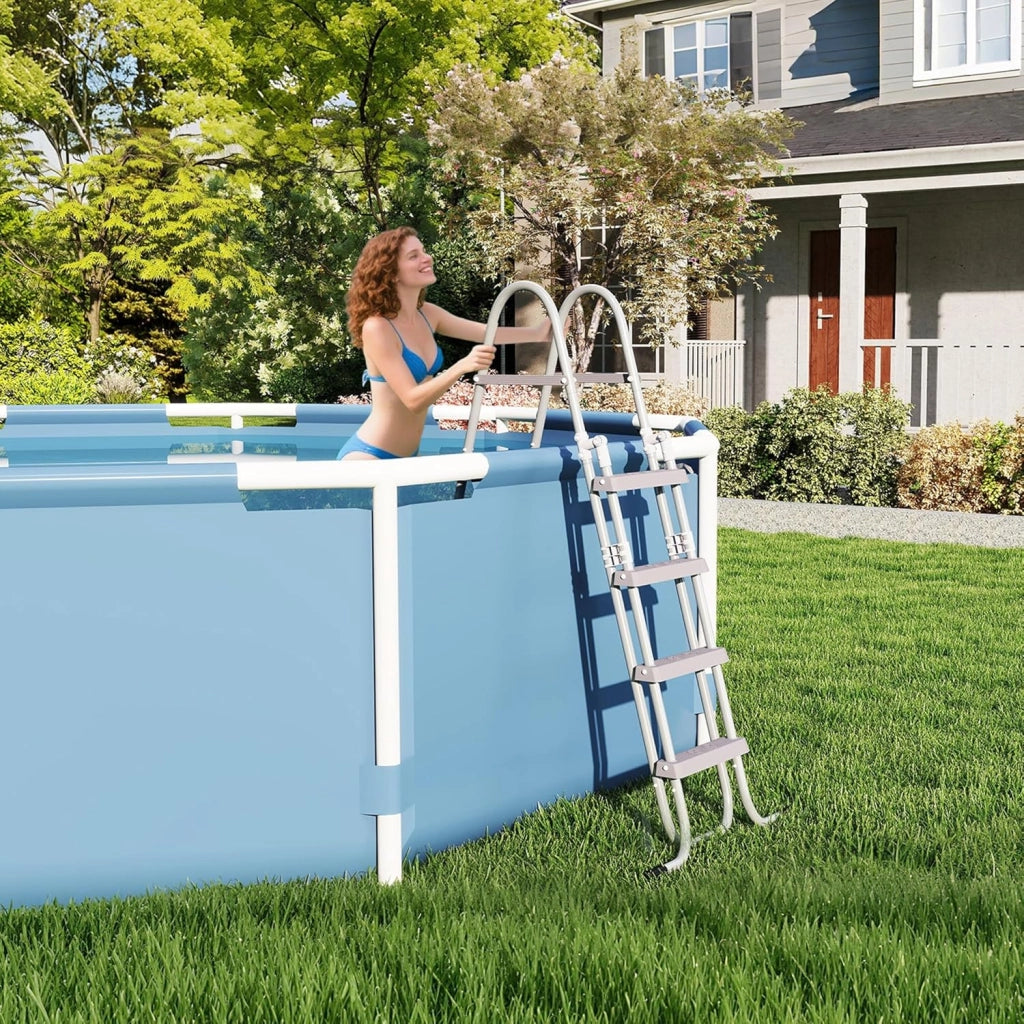 Scala per piscina a 4 livelli, altezza 110 cm, pieghevole, con pedali in plastica e piedini antiscivolo, per piscina